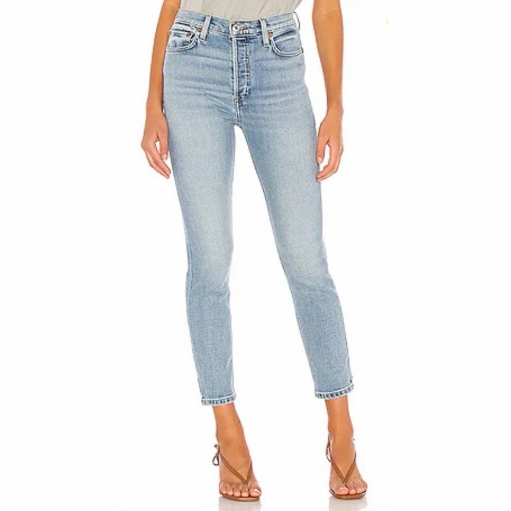 Re/Done 90s High Rise Ankle Crop Denim Jeans Blue Size 26
